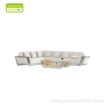 Luxury For Cruise Ship White Outdoor Leather Sofa